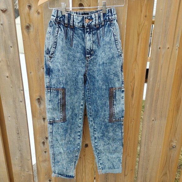 BDG Acid Wash Utility Jeans XS Urban Outfitters Front Pockets - Picture 1 of 6